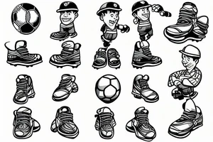 Construction worker kicking a soccer ball tattoo idea
