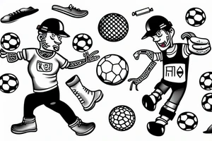 Construction worker kicking a soccer ball tattoo idea