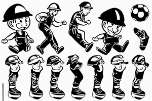 Construction worker kicking a soccer ball tattoo idea