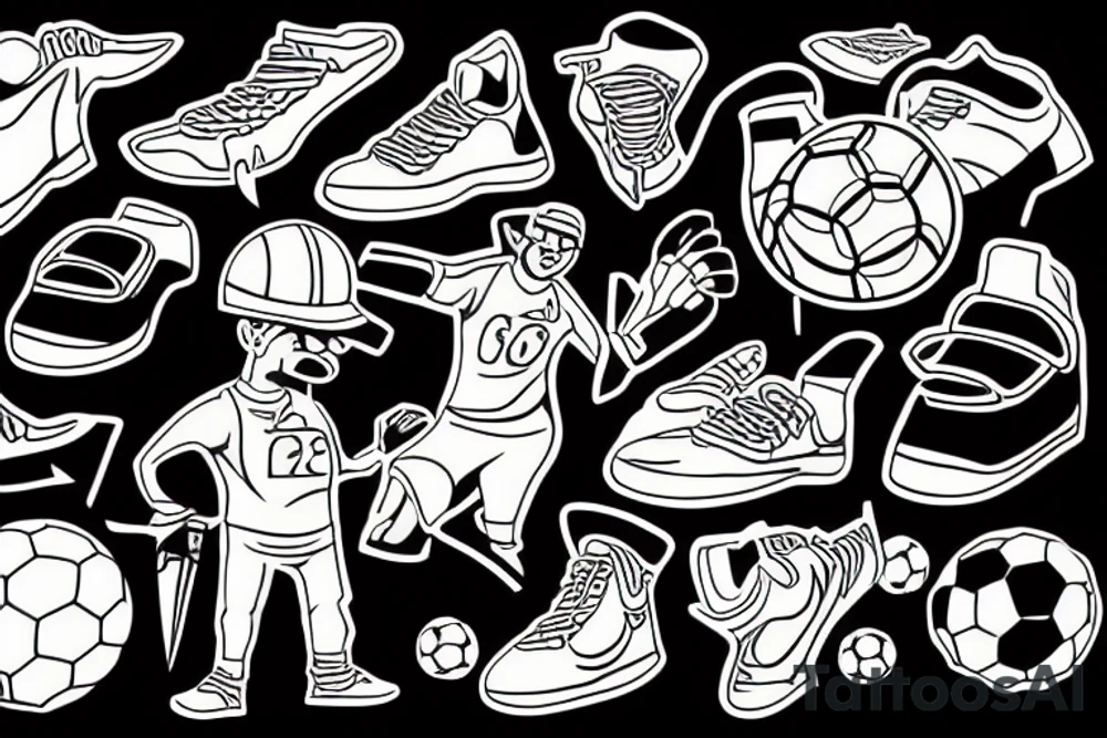 Construction man kicking a soccer ball tattoo idea