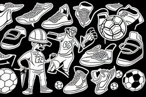 Construction man kicking a soccer ball tattoo idea