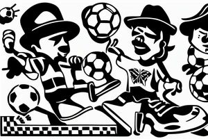 Construction Mexican man playing soccer tattoo idea