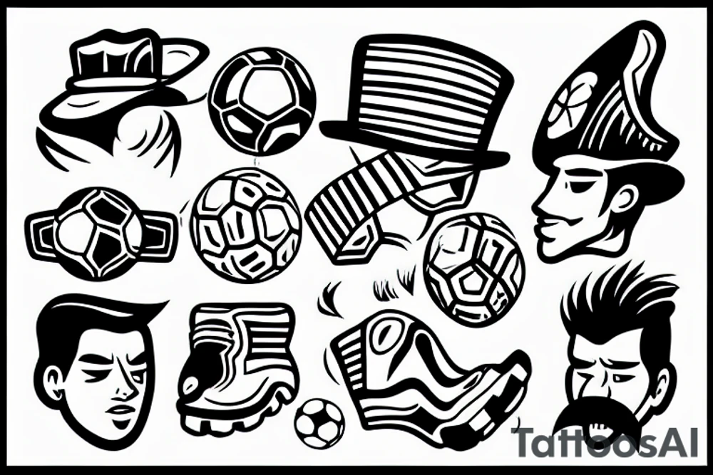 Construction Mexican man playing soccer tattoo idea
