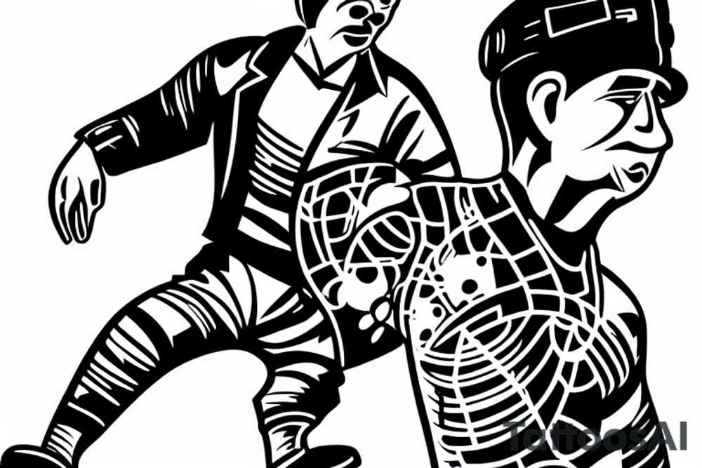 Construction Mexican man playing soccer tattoo idea