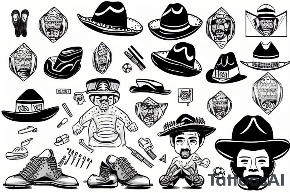 Construction Mexican man playing soccer tattoo idea