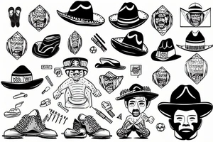 Construction Mexican man playing soccer tattoo idea