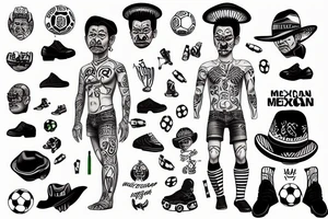 Construction Mexican man playing soccer tattoo idea