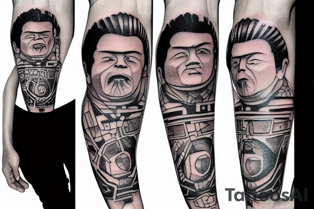 Construction Mexican man playing soccer tattoo idea