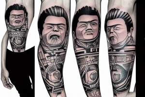 Construction Mexican man playing soccer tattoo idea