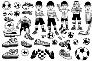 Construction man playing soccer tattoo idea