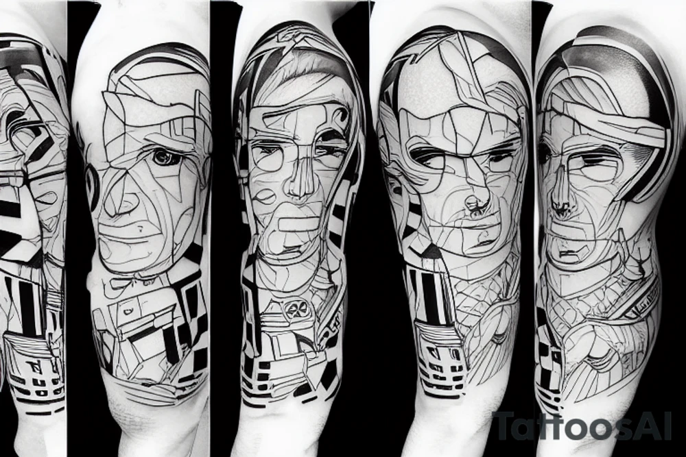 Construction man playing soccer tattoo idea