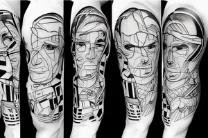 Construction man playing soccer tattoo idea