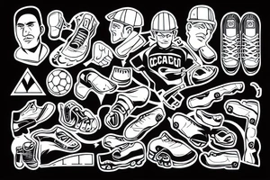 Construction man playing soccer tattoo idea
