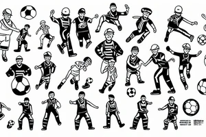 Construction man playing soccer tattoo idea
