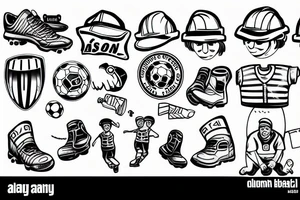 Construction man playing soccer tattoo idea