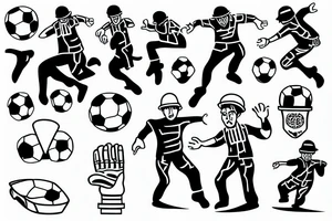 Construction man playing soccer tattoo idea