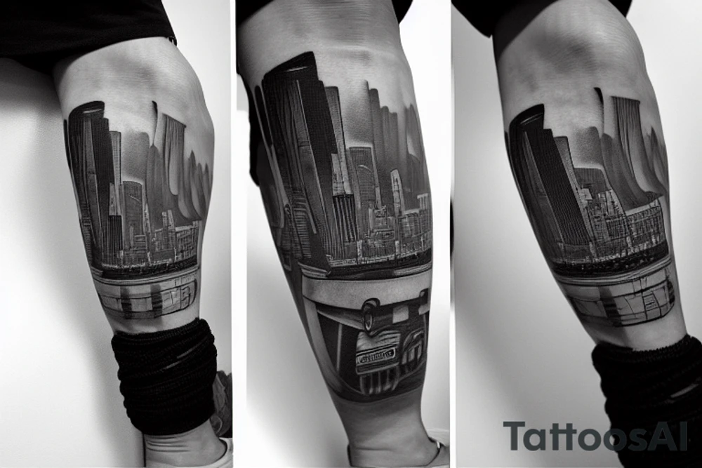 The tattoo would show a construction worker in their hard hat and work clothes, kicking a soccer ball. The background could be a cityscape or a stadium. The tattoo could be done in a realistic or cartoon style. tattoo idea