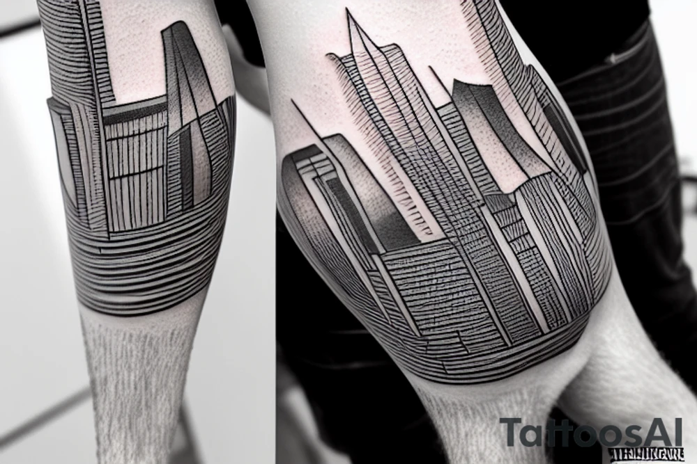 The tattoo would show a construction worker in their hard hat and work clothes, kicking a soccer ball. The background could be the San Francisco cityscape. tattoo idea