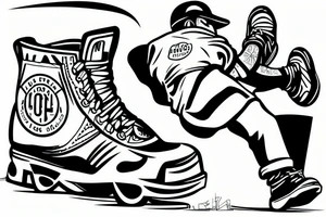 The tattoo would show a construction worker in their hard hat and work clothes, kicking a soccer ball. The background could be the San Francisco cityscape. tattoo idea