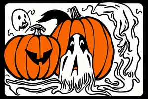 A ghost holding a pumpkin trick-or-treat basket. The ghost could be transparent, or it could be a solid color. The pumpkin could be carved with a face, or it could be a plain pumpkin. tattoo idea