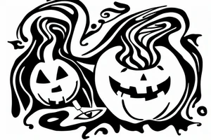 A ghost holding a small pumpkin trick-or-treat basket. tattoo idea