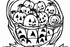 A ghost holding a small pumpkin trick-or-treat basket. tattoo idea