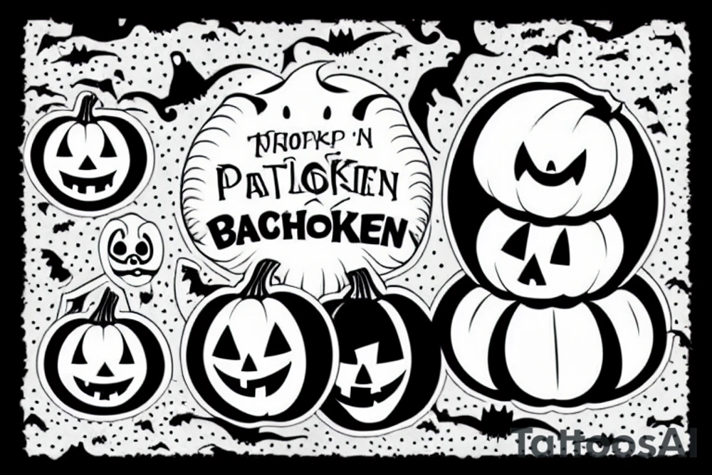 This tattoo shows an Adorable ghost holding an adorable pumpkin trick-or-treat basket. tattoo idea