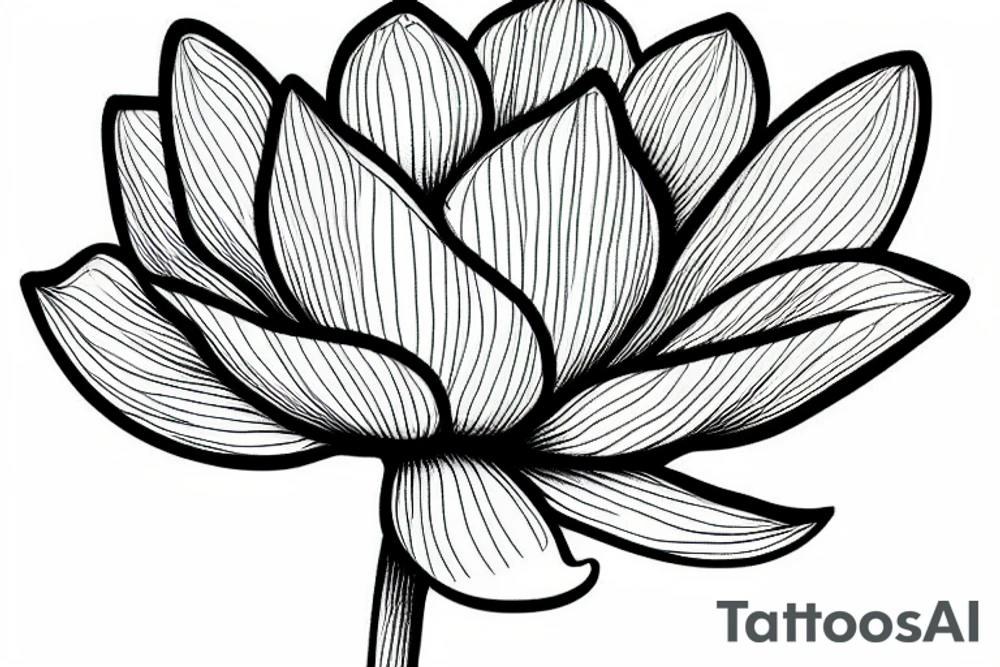 A plain lotus flower in a pond, roots visible tattoo idea