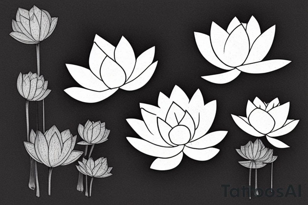 A plain lotus flower in a pond, roots visible tattoo idea