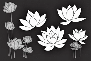 A plain lotus flower in a pond, roots visible tattoo idea