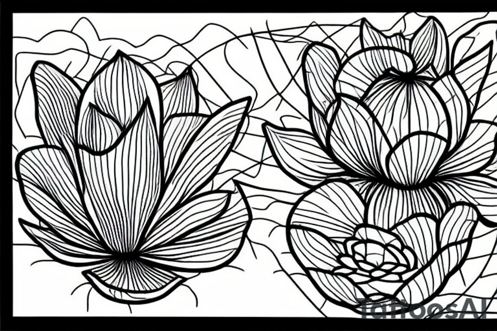 A plain lotus flower in a pond, roots visible tattoo idea A plain lotus flower in a pond, roots visible tattoo idea