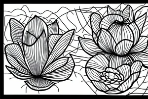 A plain lotus flower in a pond, roots visible tattoo idea