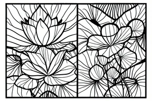 A plain lotus flower in a pond, roots visible tattoo idea