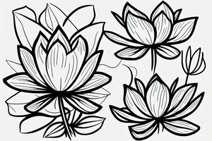 A plain lotus flower in a pond, roots visible tattoo idea