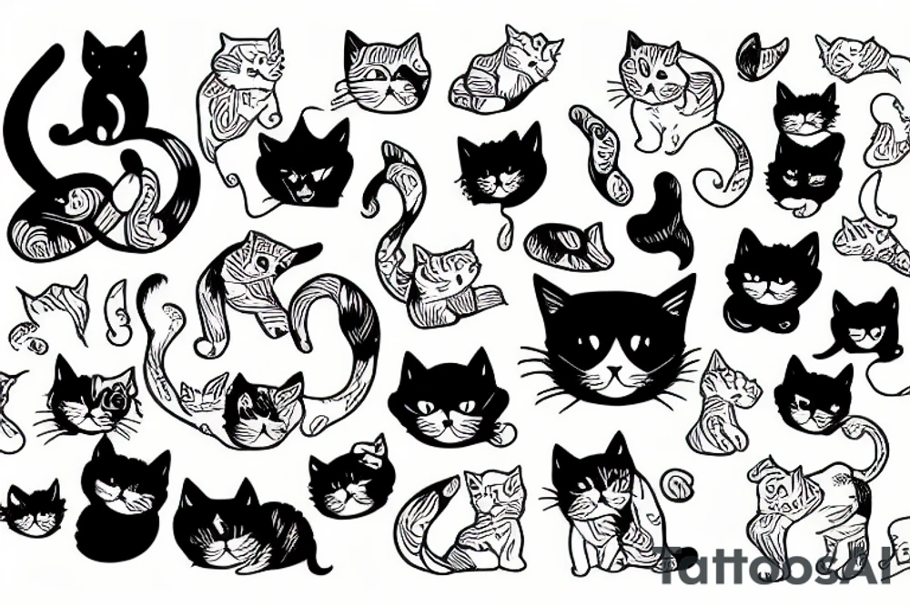 cats dog tattoo idea