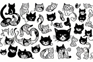 cats dog tattoo idea