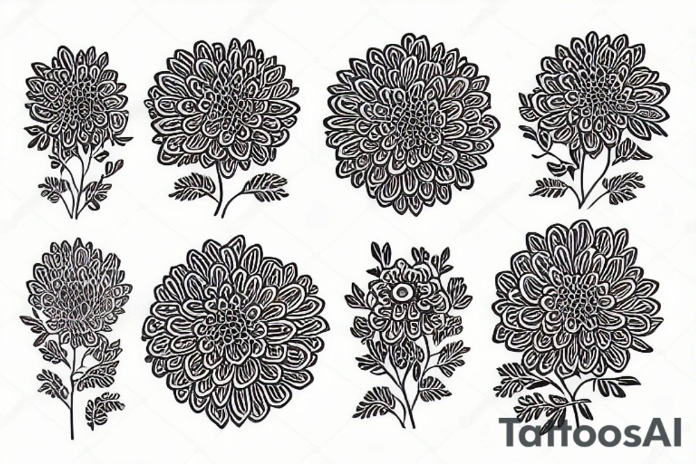 chrysanthemum with Ukrainian symbols tattoo idea