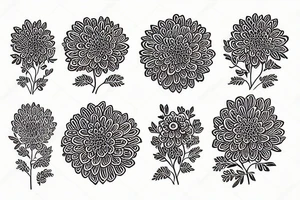 chrysanthemum with Ukrainian symbols tattoo idea
