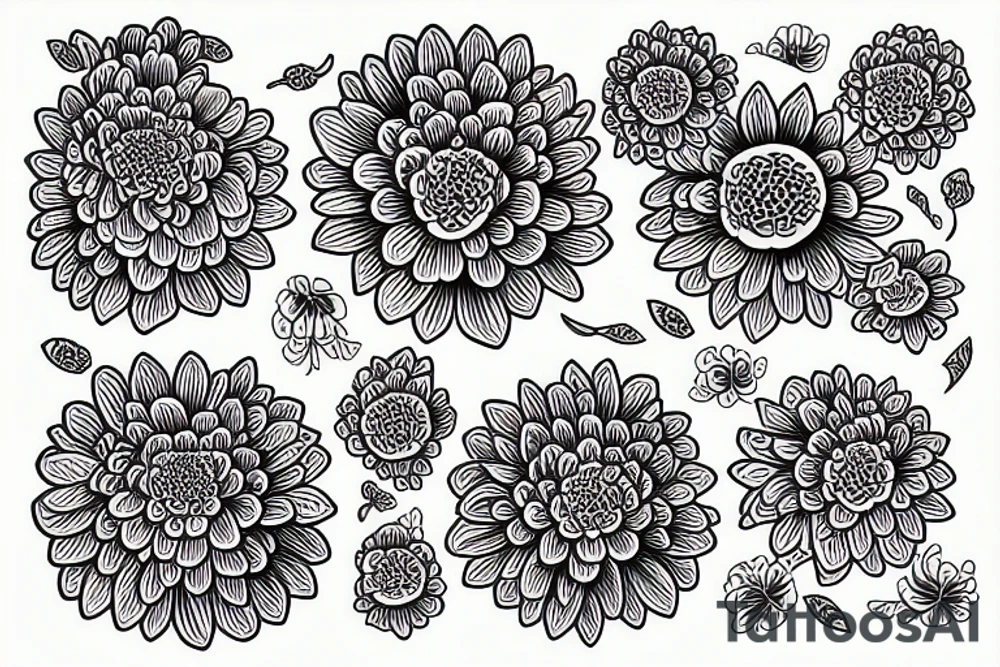chrysanthemum with Ukrainian symbols tattoo idea