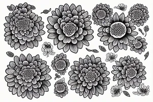 chrysanthemum with Ukrainian symbols tattoo idea