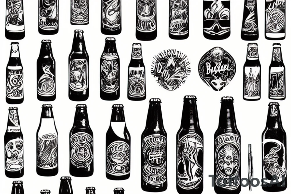 bottle of beer tattoo idea