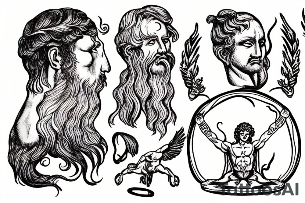 Greek God Prometheus holding a fire tattoo idea