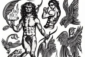 Greek God Prometheus holding a fire tattoo idea