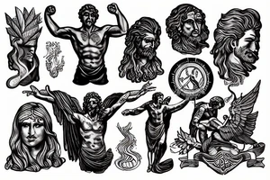 Greek God Prometheus holding a fire tattoo idea