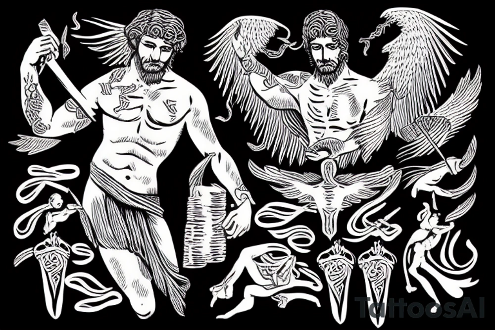 Greek God Prometheus holding a fire tattoo idea