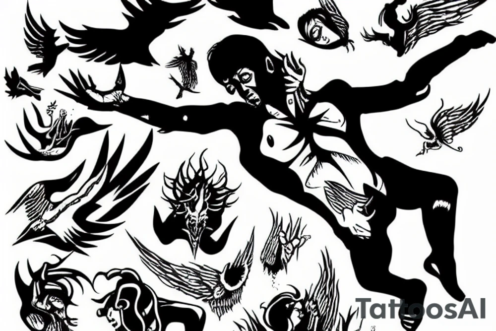 Lucifer falling down from heaven tattoo idea