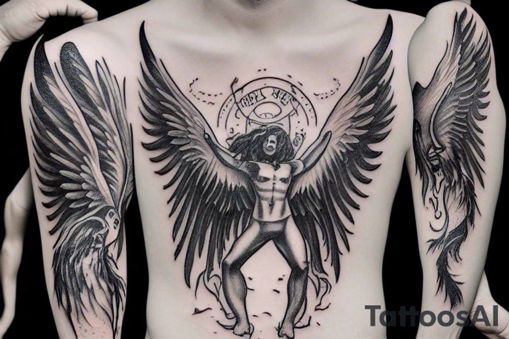Lucifer falling down from heaven tattoo idea
