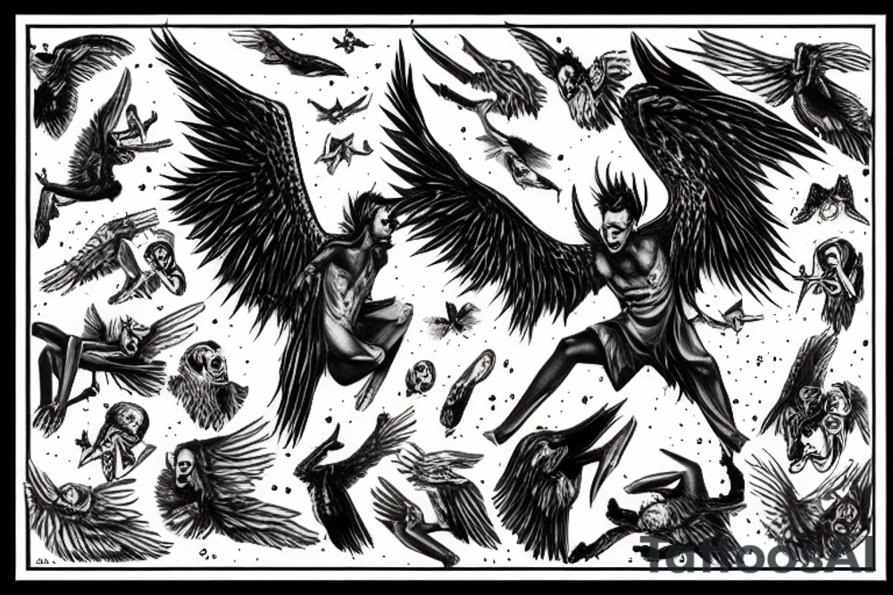 Lucifer falling down from heaven tattoo idea