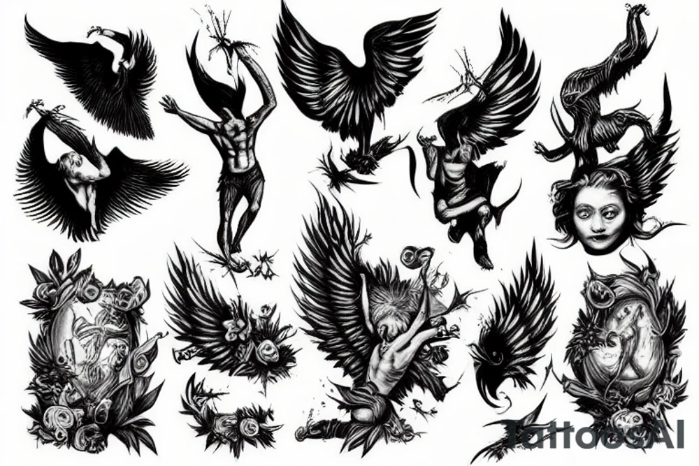 Lucifer falling down from heaven tattoo idea