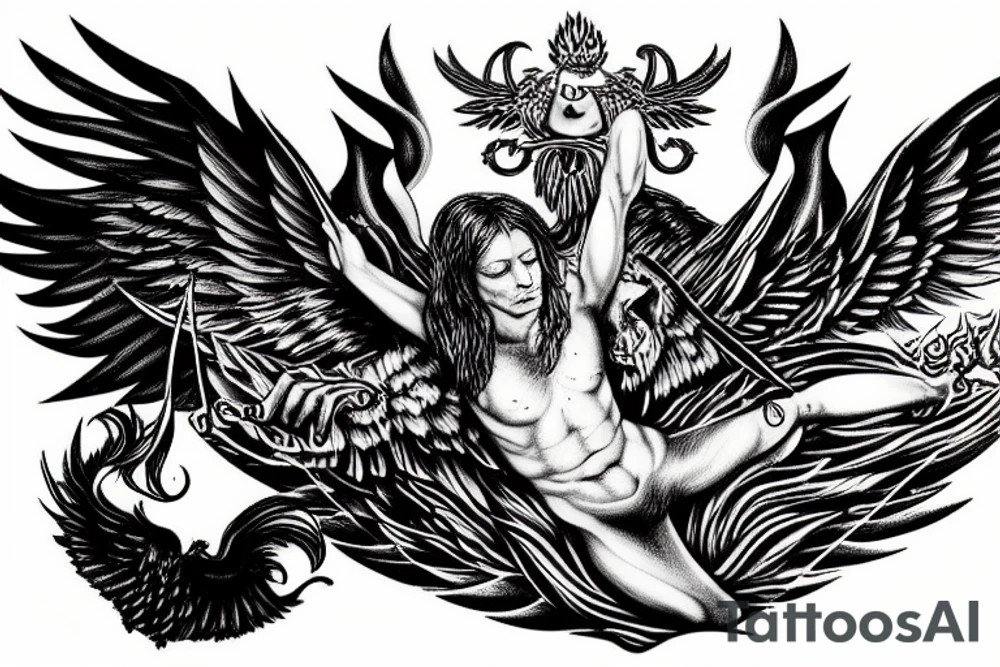Lucifer falling down from heaven tattoo idea